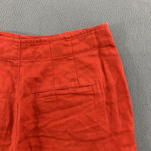 Madewell Shorts Womens 6 Red 100% Linen Button Tab Waist Zip Fly Back Welt - Picture 5 of 14